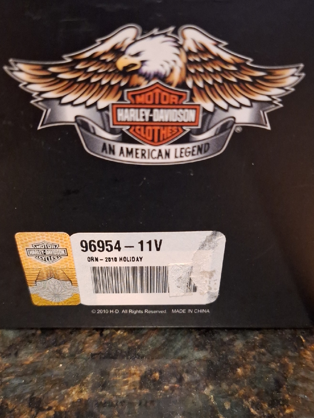 Harley-Davidson Black Ornament with Orange & Blue Shield 2010 - Picture 5 of 5